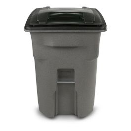 Toter 32 gal. Blue Trash Can with Quiet Wheels and Attached Lid