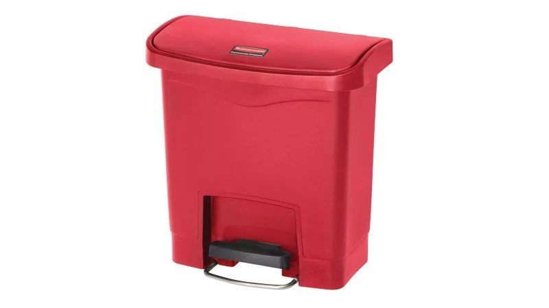 Rubbermaid 1883563 Slim Jim Resin Red Rectangular Front Step-On Trash Can -  16 Qt. / 4 Gallon