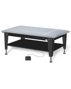 Hausmann 30" x 72" Bariatric Electric Hi-Lo Treatment Table with Storage Shelf ADA, Black (4723-V23)