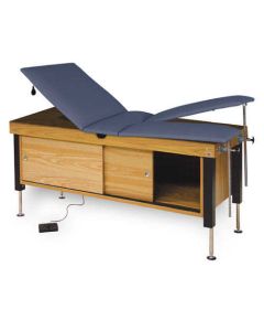 Hausmann Proteam 30" x 78" Electric Hi-Lo Treatment Table with Split Leg and Sliding Cabinet Doors, Black (A9718-L01V23)