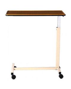 Novum Medical Products, Inc 127 Economy Spring-Assisted Overbed Table, Walnut Laminate, H-Base, 15" x 30"