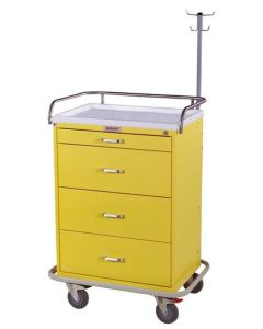 Harloff Four Drawers Infection Control Cart with Specialty Package and Key Lock