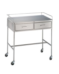Blickman 7856SS Crescent Utility Table with Shelf, Rail, 2 Drawers, 317856000