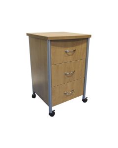Amico Lucas Series 32 in. High Bedside Cabinet with 3 Drawers and Casters
