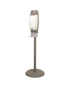 Bowman KS102-0029 Hand Sanitizer Floor Stand - Bay Gray Powder Coated Steel with Quartz ABS Plastic