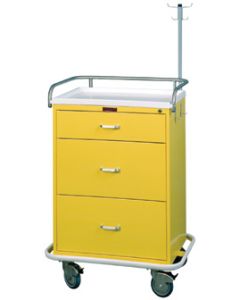Harloff Classic Line Three Drawers Infection Control Cart with Key Lock and Specialty Package