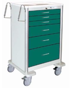 Waterloo 6 Drawer, Extra-Tall, Lightweight Aluminum Anesthesia Cart W/ 5 in. Casters