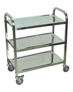 Luxor 3-Shelf Stainless Steel Utility Cart w/ 4" Casters