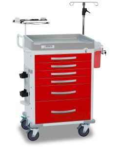 Detecto Loaded Rescue Series ER Medical Cart with 6 Red Drawers RC333369RED-