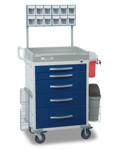 Detecto Loaded Rescue Series Anesthesiology Medical Cart with 5 Blue Drawers RC33669BLU-L