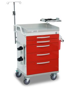 Detecto Loaded Rescue Series ER Medical Cart with 5 Red Drawers RC33669RED-L