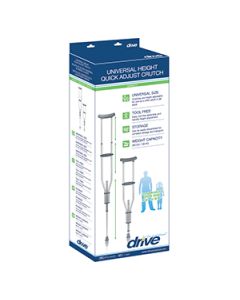 Drive Medical RTL10433 38.5" - 62.5" Universal Adjustment Aluminum Crutch with Accessories