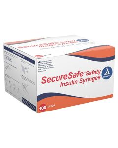 Dynarex 8901 0.5cc SecureSafe Safety Insulin Syringe, 100/Box, 5/Case