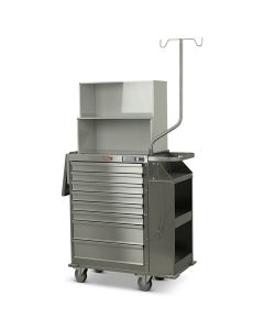 Harloff 6025E-TC 8-Drawer Stainless Steel Cast Cart, Electronic Lock, Top Compartment, Deluxe Pkg