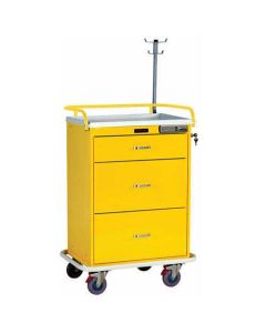 Harloff Three Drawers Infection Control Cart with Basic Electronic Pushbutton Lock and Specialty Package