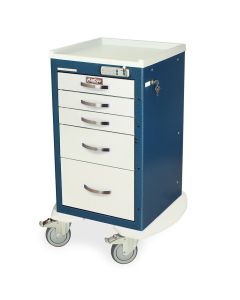 Harloff A-Series Aluminum Mini Line 5 Drawer Cart with Short Cabinet and Electronic Lock