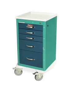 Harloff A-Series Aluminum Mini Line 5 Drawer Cart with Short Cabinet and Key Lock
