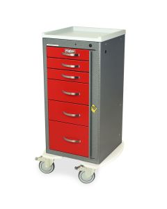 Harloff A-Series Aluminum Mini Line 6 Drawer Cart with Tall Cabinet and Breakaway Lock, In
