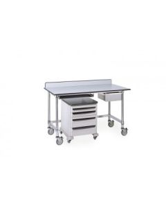 Metro LTSM36UPG Metro Mobile-Ready Stainless Worktable with Gray Phenolic Top and 3-Sided Frame, 30" x 35.75" x 35.875"