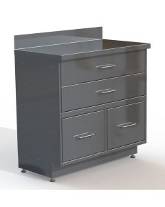 Lakeside 43620 Cabinet with 4 drawers, 2 drawer sizes. Width 36", Depth 20", Height 40".