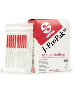 Lhasa SJ10.16X30 Seirin J-ProPak 10 0.16 mm x 30 mm Acupuncture Needle with Plastic Handle, Red, 100/Box