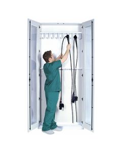 Mass Medical Storage SAS-4009 Secure-A-Scope Metal Storage Full Cabinet 41" Wide Withlocking Hinged Doors With Glass Windows With Sloped Top. Holds 9 Large Diameter Scopes