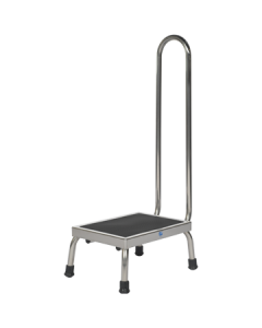 Pedigo P-1010-A-SS-K Footstool, Stainless Steel, With Handrail, Grey Floor Tips