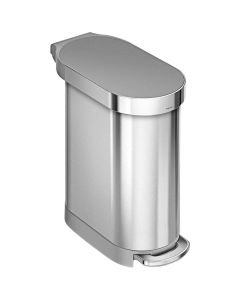 simplehuman 762CW2087DCS 12 Gallon Stainless Steel Step-On Rectangle Trash Can