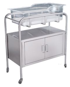 UMF Medical SS8528 Stainless Steel 2-Door Bassinet with Basket and Mattress