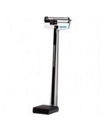 Health o meter 450KLWH Mechanical Beam Scale with Rotating Poise Bar, Height Rod, and Wheels