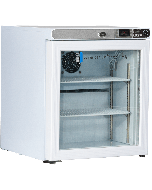 American BioTech Supply Premier Freestanding Countertop Left-Hinged Glass Door Refrigerator, 1.0 Cu. Ft., ABT-HC-UCFS-0104G-LH