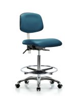 CME Class 100 Vinyl Clean Room Chair - High Bench Height with Chrome Foot Ring & Casters