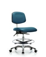 CME Class 100 Vinyl Clean Room Chair - Medium Bench Height with Chrome Foot Ring & Casters
