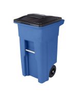 Toter 32 Gallon Trash Can with Quiet Wheels and Attached Black Lid Blue ANA32 00BLU