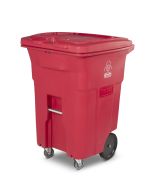 Toter 96 Gallon Red Hazardous Waste Trash Can with Wheels and Lid Lock, RMC96-00RED
