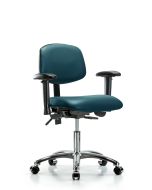 CME Vinyl Chair with Chrome Footring - Desk Height with Adjustable Arms