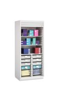 Innerspace Evolve Cabinet with Split Center Column and Roll-Top Door, AireCore and Brushed Aluminum, SEB2736TRTSC