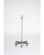 Mid Central Medical MCM235 Chrome 4-Hook Top I.V. Pole - 3" Casters - 6 Leg Base