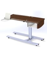 MedViron 46" Overbed Table with 5 Year Gas Spring Warranty, 1 Shelf, 1 Drawer, Dual Cupholders, Vanity Mirror